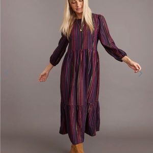 Marine Layer Alice Midi Dress in Multi Lurex Stripe